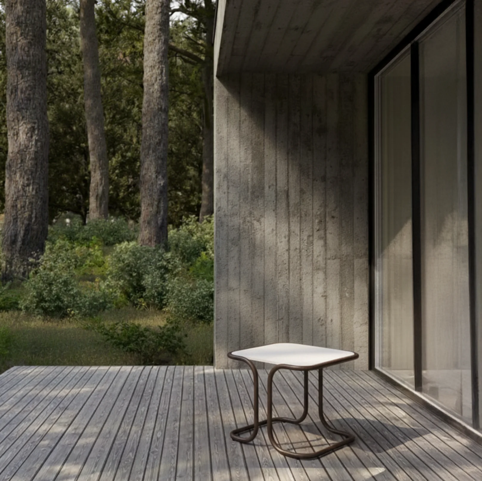 sleek stone-top tables