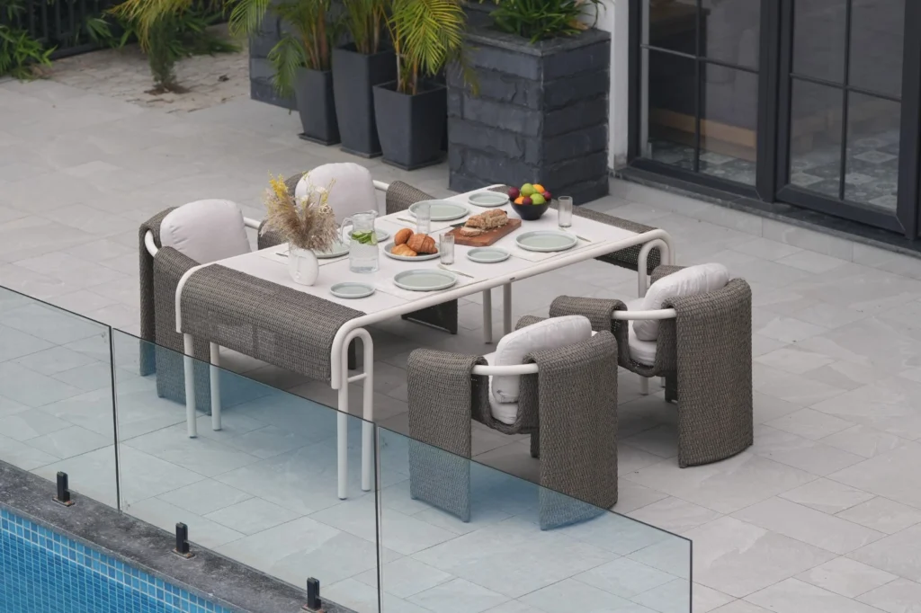 outdoor dining furniture layout planning dehradun